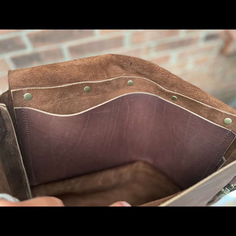 Unique handmade vintage Large leather tote/ crossbody bag - Picture 14 of 16